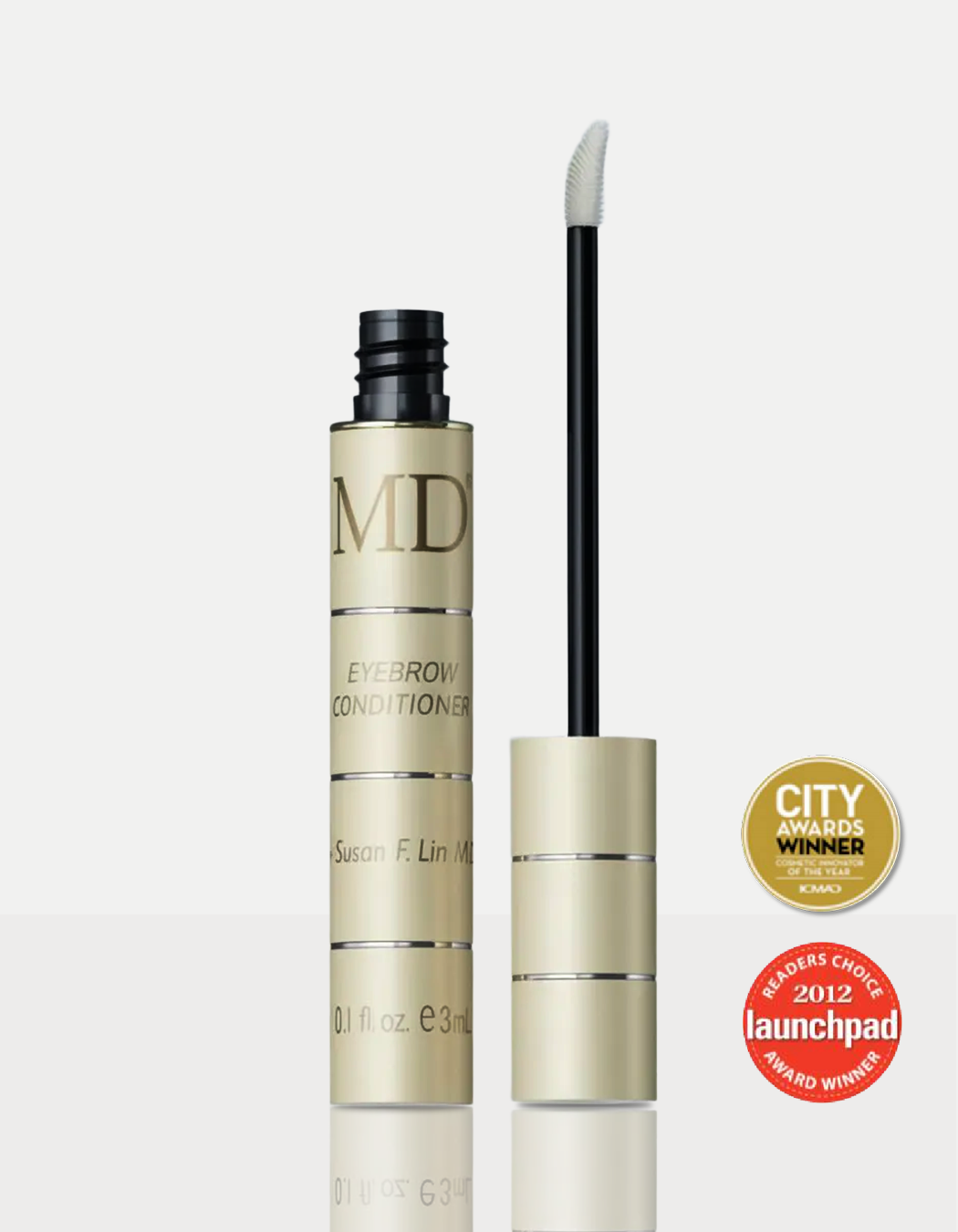 Precision brush for MD® Brow Conditioner, designed for easy daily application to support the natural brow and lash growth cycle at the follicle root.